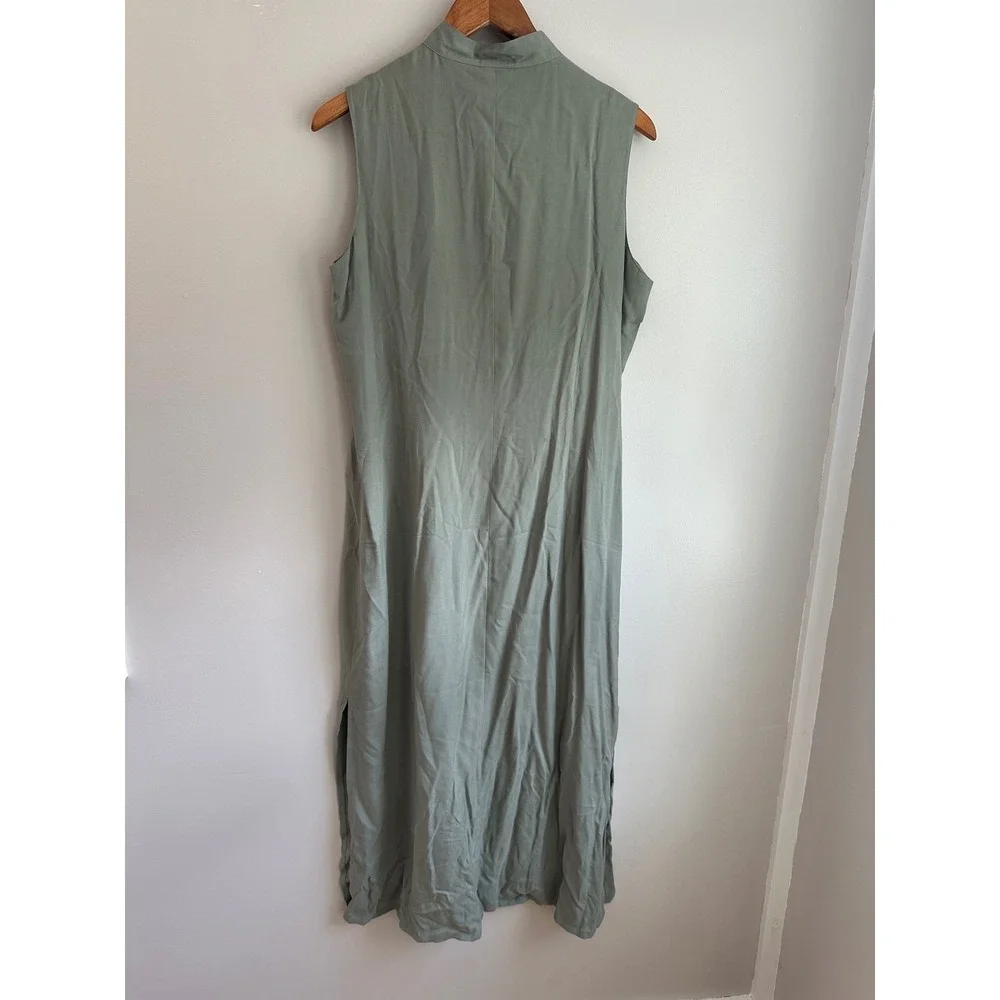JRT Silk Maxi Dress Womens 14 Sage Green EUC Sleeveless Button Down vintage 90's - Picture 5 of 7